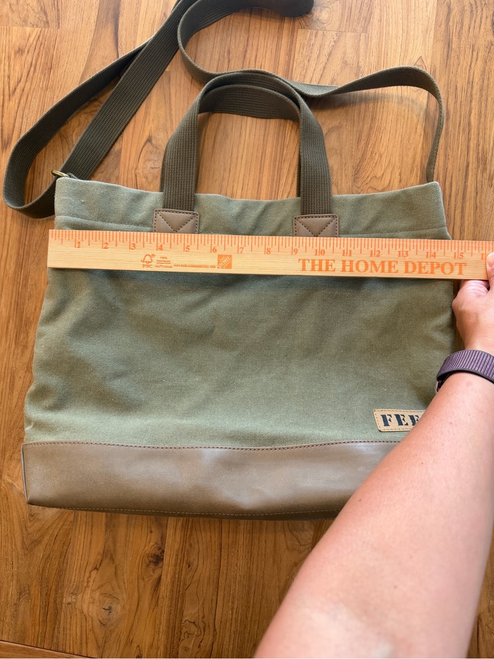Feed Canvas Crossbody Bag Green and Brown - Picture 8 of 9